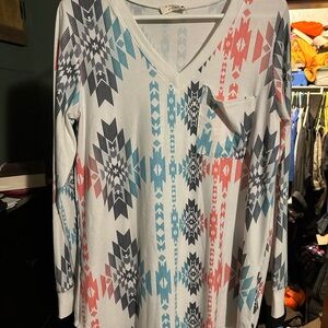 Avery Multicolor Geometric Long Sleeve Top